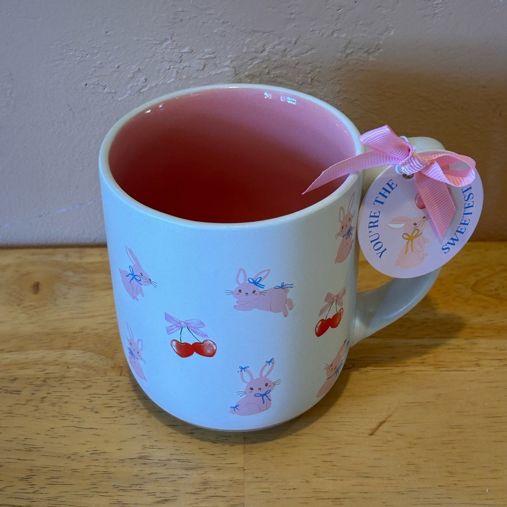 You’re The Sweetest Ceramic Mug With Bunny And Cherry Graphics NWTS - Picture 4 of 7